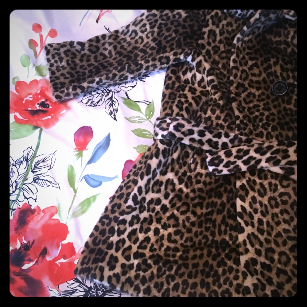 Leopard Print faux fur petite coat